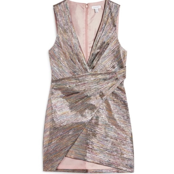 topshop rainbow metallic wrap dress